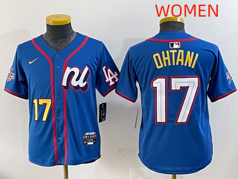 women 2025 Los Angeles Dodgers #17 Ohtani Blue Nike  2025 MLB All Star Jersey style 003->women mlb jersey->Women Jersey